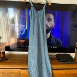 Vintage Jones New York Slip Dress in Light Blue with Subtle Snake Texture